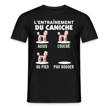 L'entrainement Du Caniche Humour Chien De Race - T-shirt homme - noir - Devant - AI Model Male 178 light (178cm)