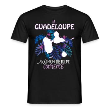 La Guadeloupe Le Début De Mon Histoire - T-shirt homme - noir - Devant - AI Model Male 178 light (178cm)