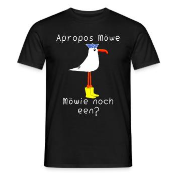 Apropos Möwe! Möwie noch een? Plattdeutsch T-Shirt - Männer T-Shirt - Schwarz - Vorne - AI Model Male 178 light (178cm)