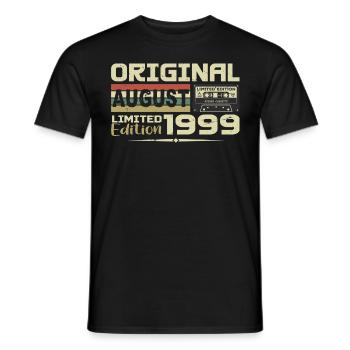 August 1999 - Born in August 1999 Built in August 1999 - Men's T-Shirt - black - Front - AI Model Male 178 light (178cm)