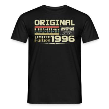 Août 1996 - Né en Août 1996 Construit en Août 1996 - T-shirt homme - noir - Devant - AI Model Male 178 light (178cm)