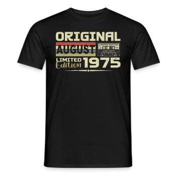 August 1975 - Jahrgang August 1975 Bj. August 1975 - Männer T-Shirt - Schwarz - Vorne - AI Model Male 178 light (178cm)