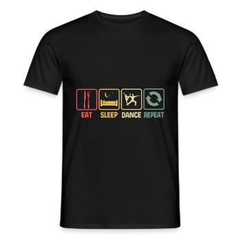 Danse couple Eat Sleep Repea Retro - T-shirt homme - noir - Devant - AI Model Male 178 light (178cm)