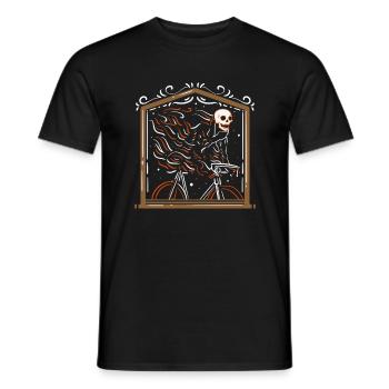 Bicycle driving skull art painting - Men's T-Shirt - black - Front - AI Model Male 178 light (178cm)