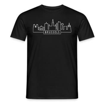 Brussels City Skyline Silhouette in Belgium Brussels - Men's T-Shirt - black - Front - AI Model Male 178 light (178cm)