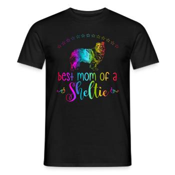 Proud mother of Sheltie mother dog - Men's T-Shirt - black - Front - AI Model Male 178 light (178cm)