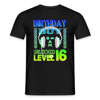 16 anniversaire célébrant les jeux vidéo de joueur drôle - T-shirt homme - noir - Devant - AI Model Male 178 light (178cm)
