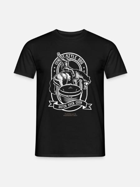 Dutch Oven T Shirt Cowboy Style Cooking - T-shirt męski - czarny