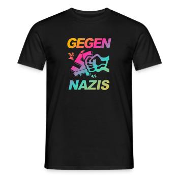 Contre les nazis, contre le poing droit. FCK NZS - T-shirt homme - noir - Devant - AI Model Male 178 light (178cm)