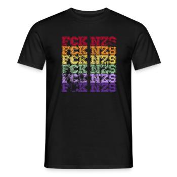Against Nazis - FCK NZS - Against the Right - Vintage - Men's T-Shirt - black - Front - AI Model Male 178 light (178cm)