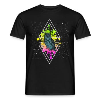 Eule Vollmond Bunt Geoemtrie - Männer T-Shirt - Schwarz - Vorne - AI Model Male 178 light (178cm)