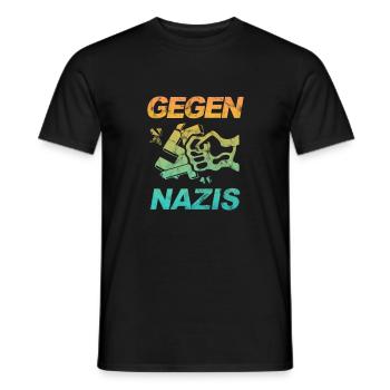 Contre les Nazis - FCK NZS - Contre la droite - Vintage - T-shirt homme - noir - Devant - AI Model Male 178 light (178cm)