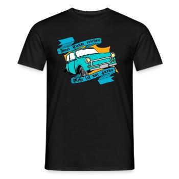 DDR himmelblauer Trabi/, Zwei Takte reichen - Männer T-Shirt - Schwarz - Vorne - AI Model Male 178 light (178cm)