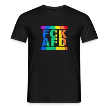 Contre les nazis - FCK AFD - Contre la droite - LGBTQ - T-shirt homme - noir - Devant - AI Model Male 178 light (178cm)