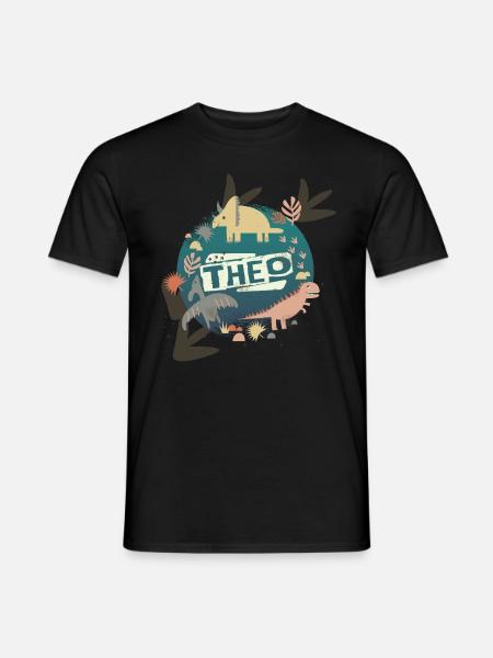Theo - Schöner Jungen Name mit coolen Dinos - Männer T-Shirt - Schwarz