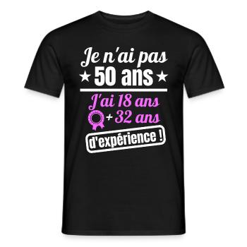 50 ans anniversaire millésime 1973 humour - T-shirt homme - noir - Devant - AI Model Male 178 light (178cm)