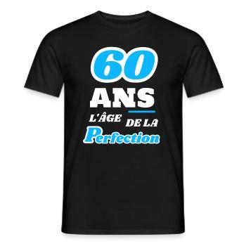 60 ans l’âge de la perfection anniversaire humour - T-shirt homme - noir - Devant - AI Model Male 178 light (178cm)