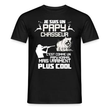 Papy chasseur cool sanglier Cadeau Grand-Père - T-shirt homme - noir - Devant - AI Model Male 178 light (178cm)