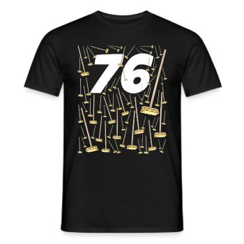 76 brooms gift funny birthday man or woman - Men's T-Shirt - black - Front - AI Model Male 178 light (178cm)