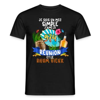 Réunion et Rhum Vieux Humour Homme Apéro - T-shirt homme - noir - Devant - AI Model Male 178 light (178cm)