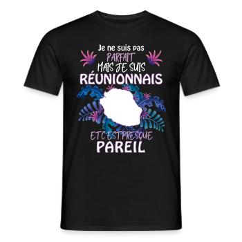 Reunionnais Cadeau Humour - T-shirt homme - noir - Devant - AI Model Male 178 light (178cm)