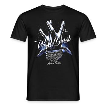 WestCoast Never Dies 2025 - T-shirt homme - noir - Devant - AI Model Male 178 light (178cm)