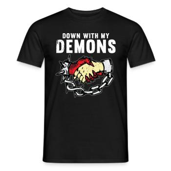 DOWN WITH MY DEMONS Cadeau de motard tatoué - T-shirt homme - noir - Devant - AI Model Male 178 light (178cm)