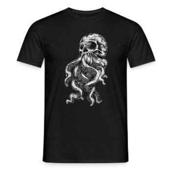 Skull Octopus Tattoo Rock Gift Biker - Men's T-Shirt - black - Front - AI Model Male 178 light (178cm)