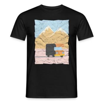 RV Wohnwagen vor Bergen Freiheit Geschenk - Männer T-Shirt - Schwarz - Vorne - AI Model Male 178 light (178cm)