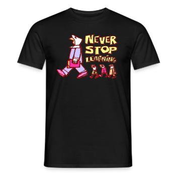never stop learning! - Männer T-Shirt - Schwarz - Vorne - AI Model Male 178 light (178cm)