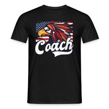 American Flag Coach 4th of July Native Eagle - Men's T-Shirt - black - Front - AI Model Male 178 light (178cm)