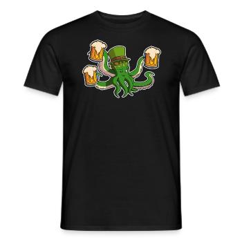 St. Patricks Day Beer Octopus Irish Shamrocktopus - Men's T-Shirt - black - Front - AI Model Male 178 light (178cm)