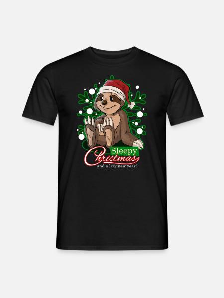 Faultier Weihnachtsmann Weihnachten Geschenk - Männer T-Shirt - Schwarz
