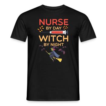 Halloween nursing witch costume - Men's T-Shirt - black - Front - AI Model Male 178 light (178cm)