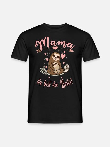 Mama du bist die Beste Herz Faultier Muttertag - Männer T-Shirt - Schwarz