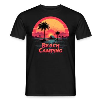 Plage Camping Tropical Coucher de soleil - T-shirt homme - noir - Devant - AI Model Male 178 light (178cm)