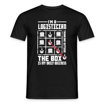Logistics Logistician Thinking Outside The Box - Men's T-Shirt - black - Front - AI Model Male 178 light (178cm)