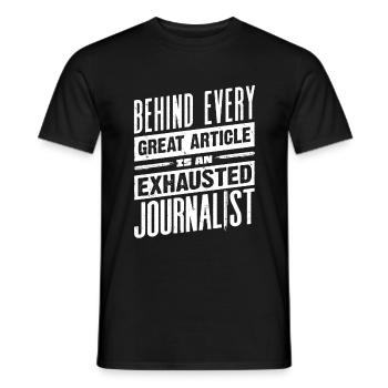 Journalist Journalism Exhausted Journalist - Men's T-Shirt - black - Front - AI Model Male 178 light (178cm)