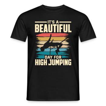 Sauteur en hauteur Athlétisme Belle journée pour - T-shirt homme - noir - Devant - AI Model Male 178 light (178cm)
