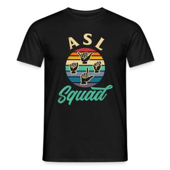 ASL Alphabet Teacher American Sing Language ASL - Männer T-Shirt - Schwarz - Vorne - AI Model Male 178 light (178cm)
