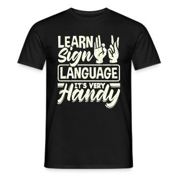 ASL Alphabet Teacher American Sing Language Its - Men's T-Shirt - black - Front - AI Model Male 178 light (178cm)