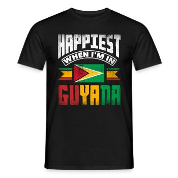 Guyana Guyana Guyana drapeau le plus heureux quand je suis dans - T-shirt homme - noir - Devant - AI Model Male 178 light (178cm)
