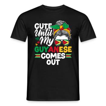 Guyana Guyana Guyana Drapeau mignon jusqu’à mon - T-shirt homme - noir - Devant - AI Model Male 178 light (178cm)