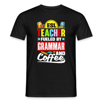 Professeur d’anglais langue ESL Linguiste Enseignement multilingue - T-shirt homme - noir - Devant - AI Model Male 178 light (178cm)