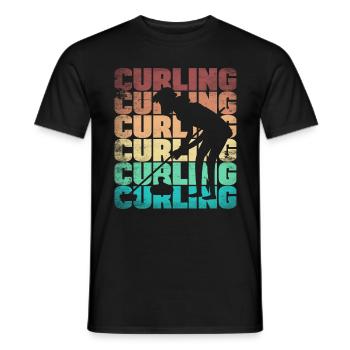 Curling Player Silhouette for a Curler - Men's T-Shirt - black - Front - AI Model Male 178 light (178cm)
