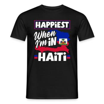 Haïti Haïti Haïti drapeau le plus heureux quand je suis en Haïti - T-shirt homme - noir - Devant - AI Model Male 178 light (178cm)