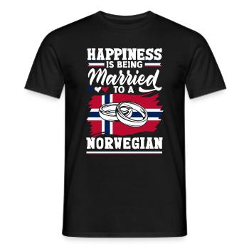 Norway Norwegian Happiness Is Being Married To A - Men's T-Shirt - black - Front - AI Model Male 178 light (178cm)