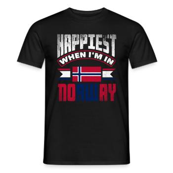 Norway Norwegian Norway Happiest When Im In Norway - Men's T-Shirt - black - Front - AI Model Male 178 light (178cm)