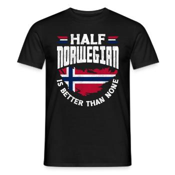 Drapeau de la Norvège La moitié norvégienne vaut mieux que rien - T-shirt homme - noir - Devant - AI Model Male 178 light (178cm)