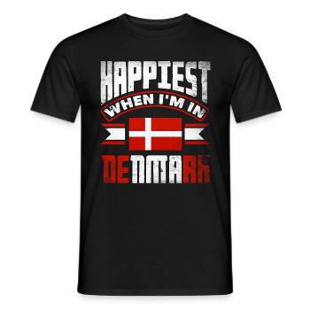 Denmark Danish Denmark Flag Happiest When Im In - Men's T-Shirt - black - Front - AI Model Male 178 light (178cm)